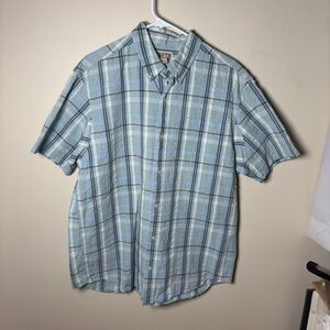 Duluth Trading Company Men’s Short Sleeve Shirt Seersucker Light Green Large